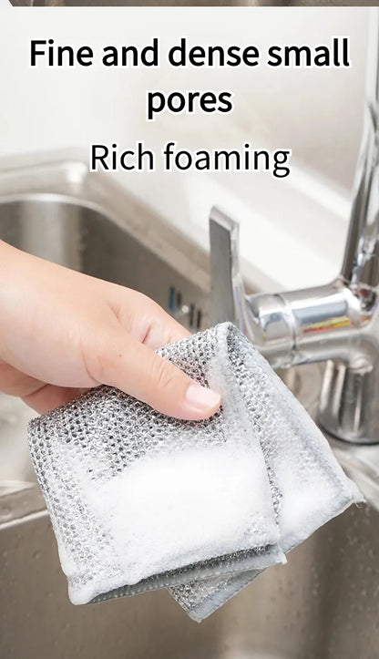 Di na tatamarin maghugas dahil dito sa Silver Cleaning Cloth Kitchen Mesh Dishwashing Cleaner Non-stick Oil Dish Clean Towel