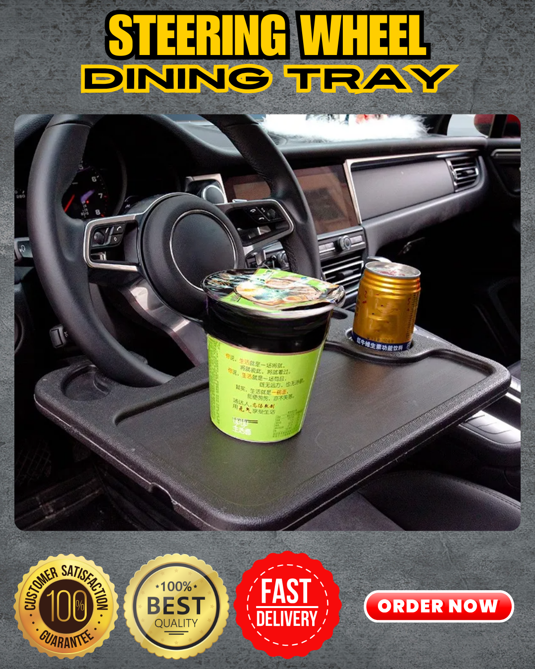 Best Selling Original Steering Wheel Food Board Dining Tray Back to Back Use