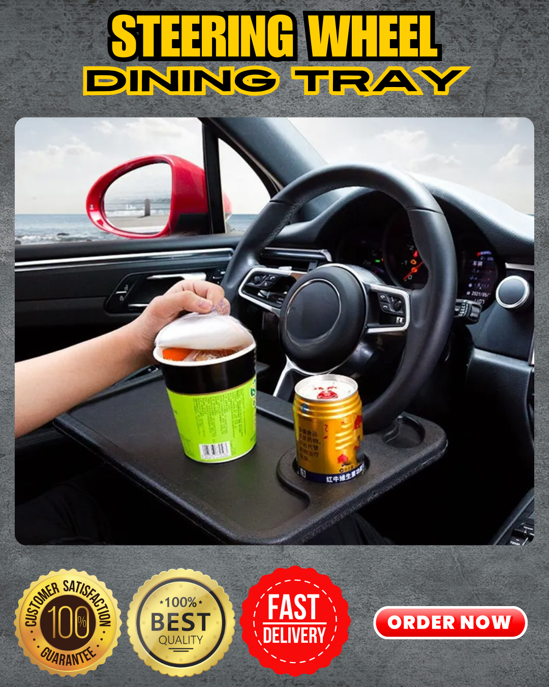 Best Selling Original Steering Wheel Food Board Dining Tray Back to Back Use