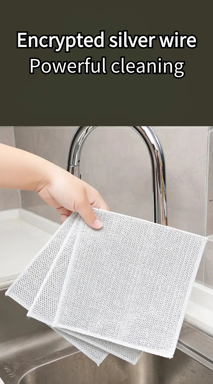 Di na tatamarin maghugas dahil dito sa Silver Cleaning Cloth Kitchen Mesh Dishwashing Cleaner Non-stick Oil Dish Clean Towel