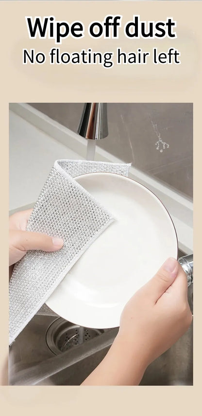 Di na tatamarin maghugas dahil dito sa Silver Cleaning Cloth Kitchen Mesh Dishwashing Cleaner Non-stick Oil Dish Clean Towel