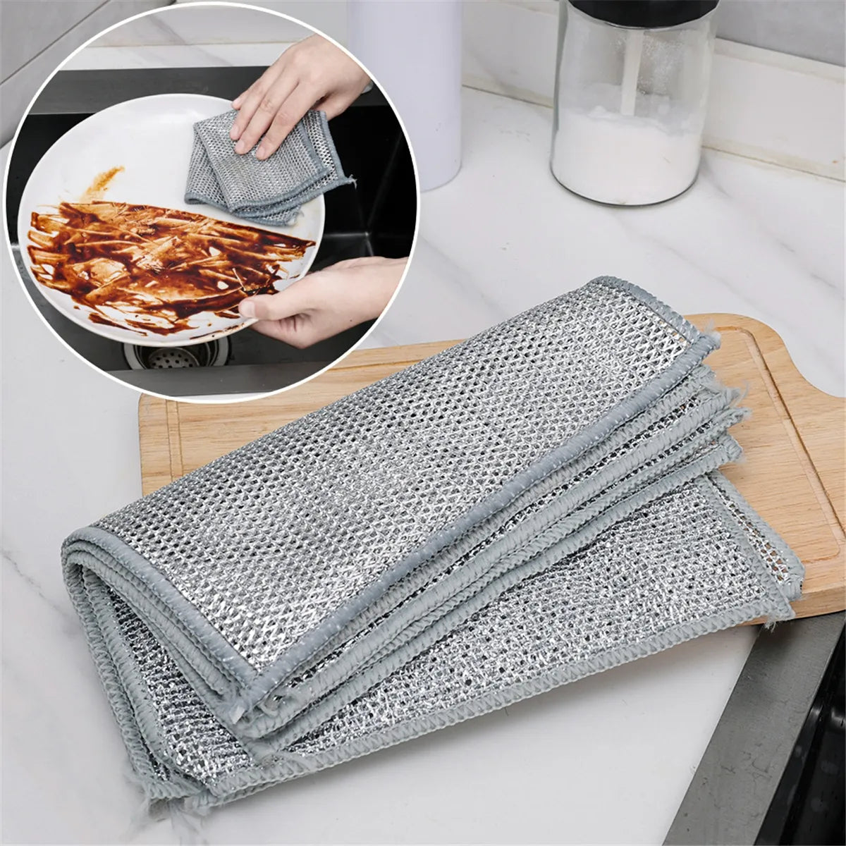 Di na tatamarin maghugas dahil dito sa Silver Cleaning Cloth Kitchen Mesh Dishwashing Cleaner Non-stick Oil Dish Clean Towel